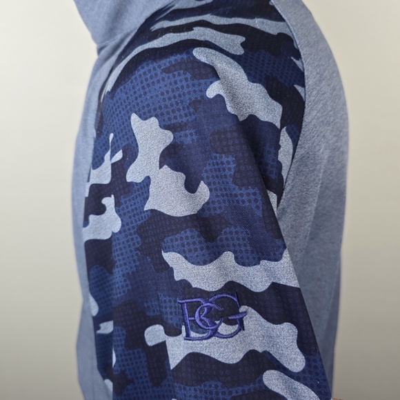 Peter Millar Perth Performance Quarter-Zip Pullover Camo Sleeves Size XL- Blue - Picture 5 of 10